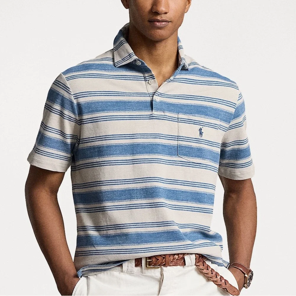POLO RALPH LAUREN men’s CLASSIC FIT STRIPED MESH POLO SHIRT
